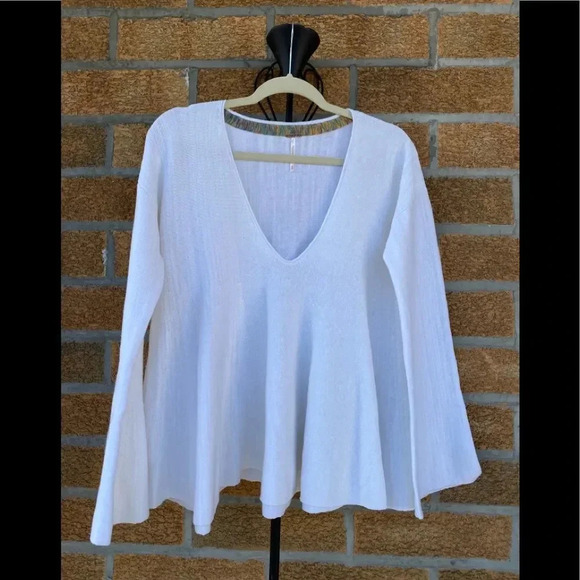 Free People Sundae Pullover White Top Sweater m - Picture 2 of 9